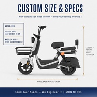 Scooter électrique blanc de 14 pouces, batterie au plomb-acide 48V 400W, cyclomoteur électrique pour trajets urbains avec panier avant, siège arrière
