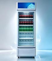 Réfrigérateur commercial vertical à porte vitrée 300L, refroidi par air, pour supermarché et magasin de proximité