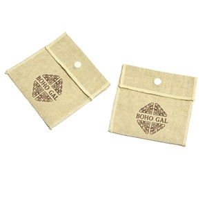 Pochette à bijoux en coton et lin naturel écologique, personnalisable avec fermeture à bouton - Product Image 1