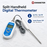 Thermomètre numérique portable avec capteur de température, rappel par vibration, mémoire max/min, en acier inoxydable, indice IP68, précision 0,1°C
