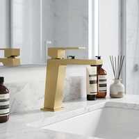Robinet de lavabo Momali en or brossé avec poignée moletée, réglage libre de l'eau chaude et froide pour salle de bain d'hôtel