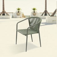 de fauteuils de café de jardin chaises de salle à manger de corde tissée en aluminium vert de patio extérieur de restaurant