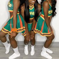 Ensemble 2 pièces d'uniformes de pom-pom girl sans manches personnalisés avec logo imprimé pour femmes Robes jupe pour performances de compétition en équipe