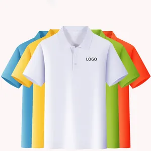Kaus Polo Atletik Olahraga Luar Ruangan Logo Cetak Kustom, Kaus Polo Kain Poliester Lari Tenis Fit Golf Kering