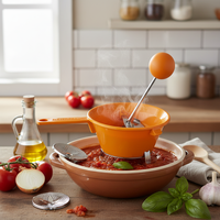 Moulin à légumes à double disque 20 cm avec deux lames pour écraser et hacher les légumes, en acier inoxydable et plastique, 4 mm, ergonomique, pour soupes