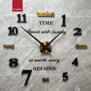 Horloge murale 3D géante à faire soi-même, silencieuse, à quartz, autocollant acrylique sans cadre, grande horloge murale décorative moderne, décoration pour café, salon, magasin - Product Image 2
