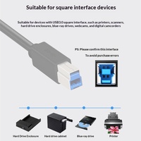 Kabel Transfer Data & Pencetakan Port Persegi Kecepatan Tinggi Tembaga Berlapis USB3.0 untuk Printer, Mesin Fotokopi, Hard Disk Mobile