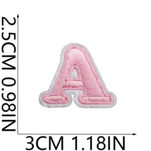 Bán buôn tùy chỉnh thêu sắt trên bảng chữ cái các bản vá lỗi màu hồng thêu Thư Các Bản vá lỗi cho quần áo - Product Image 2