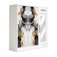 Meuble à chaussures en métal sur mesure, armoire à chaussures en acier blanc avec miroir et tiroir, range-chaussures coulissant pour appartement et projet hôtelier