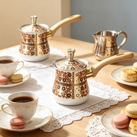 FLEY – Ensemble de cafetière turque et tasses à lait en acier inoxydable, pour café arabe, thé, chocolat – Usage quotidien – Vente en gros