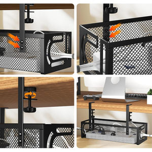 Barquette de gestion des câbles en métal flexible noire, organisateur de câbles sous le bureau - Product Image 3