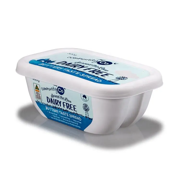 Wholesaleカスタムラウンド300グラム使い捨てIML包装プラスチックチーズ浴槽バター容器