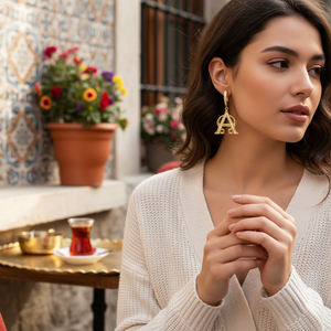 Lettre Design Charm Dangle Boucles d'oreilles Turc En Gros 925 Bijoux En Argent Sterling - Product Image 3