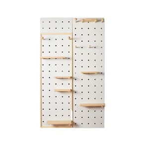 Wooden Pegboard Wall <b>Mirror</b> With Shelves <b>Rectangular</b> Minimalist Entryway Dressing <b>Mirror</b> - Product Image 3