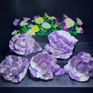 Fiore di Ametista Naturale Intagliato a Forma di Rosa, Cristallo Decorativo per Regali e Decorazioni - Product Image 1