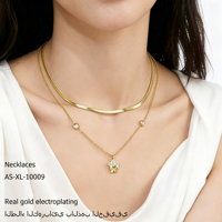 Collier ajustable double couche en acier inoxydable doré, avec pendentif exquis en forme de fleur, cœur et nœud papillon, pour clavicule