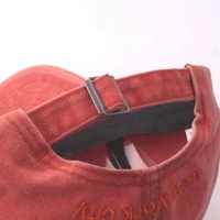 Alibaba vintage pigmento desteñido desgastado lavado algodón no estructurado personalizado 3D puff bordado 6 paneles gorra de béisbol Nueva York