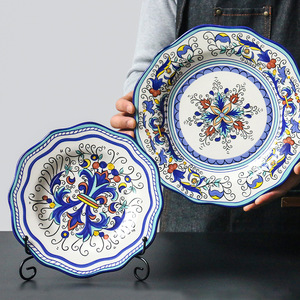 Plato de cerámica pintado a mano de estilo bohemio, vajilla decorativa de flores delicadas para bistec occidental, ensalada, postre, pastel, <span class=keywords><strong>Sushi</strong></span> - Product Image 3