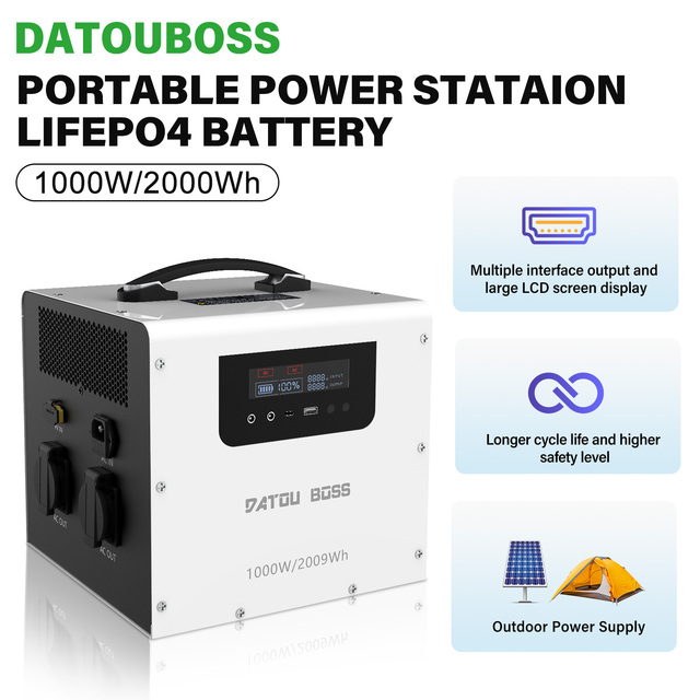 DATOU BOSS Portable Power Station Lifepo4 Battery 1000W 2000Wh Lightweight Solar Generator Power Storage Emergency Power Supply