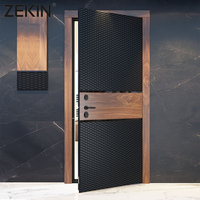ZEKIN Villa Puerta delantera Metal Exterior moderno Puerta antirrobo Puerta principal de entrada de aluminio fundido