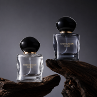Flacon de parfum en verre transparent de luxe de 50 ml avec boîte cadeau et sac, emballage de parfum personnalisé avec logo privé