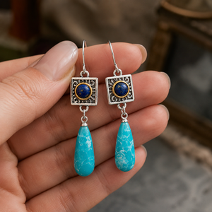 Orecchini a Goccia Bicolore per Donne, Stile Vintage Bohémien, Accessori per Orecchie da Indossare Quotidianamente - Product Image 3