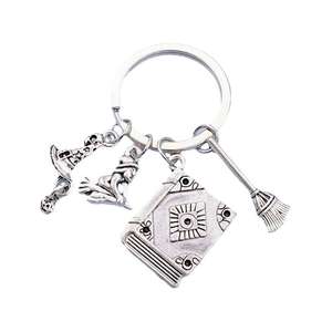 Accesorios de moda DIY escoba de mago sombrero de mago libro mágico creativo llavero de Halloween regalo de Festival - Product Image 1