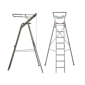 Trépied de chasse pliable en aluminium portable, siège d'arbre réglable en hauteur, échelle de chasse pour la chasse en plein air - Product Image 2