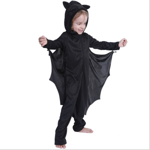 Costume de chauve-souris pour enfants, combinaison noire avec ailes, tenue de spectacle d'Halloween, matière Spandex, taille 3-8 ans - Product Image 1