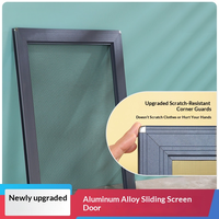 Porte coulissante en alliage d'aluminium avec moustiquaire en acier inoxydable 18 mailles pour balcon, patio, appartement