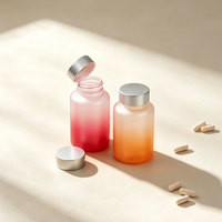 Bouteille en verre dépoli dégradé avec bouchon en aluminium, couleur personnalisée, pour pilules, suppléments, crème solaire, capsules