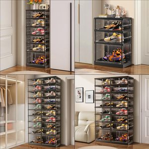 <b>Clear</b> Stackable PET Plastic <b>Shoe</b> Storage <b>Box</b> with Custom Logo 19L Capacity Magnet Door Opening Dust Moisture Proof Modern Design - Product Image 4