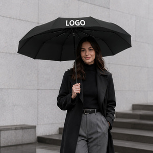 Parapluie pliant manuel compact 330g en tissu pongé 190T, diamètre 97cm, 10 baleines, résistant au vent 10m/s, personnalisable avec impression de logo - Product Image 4