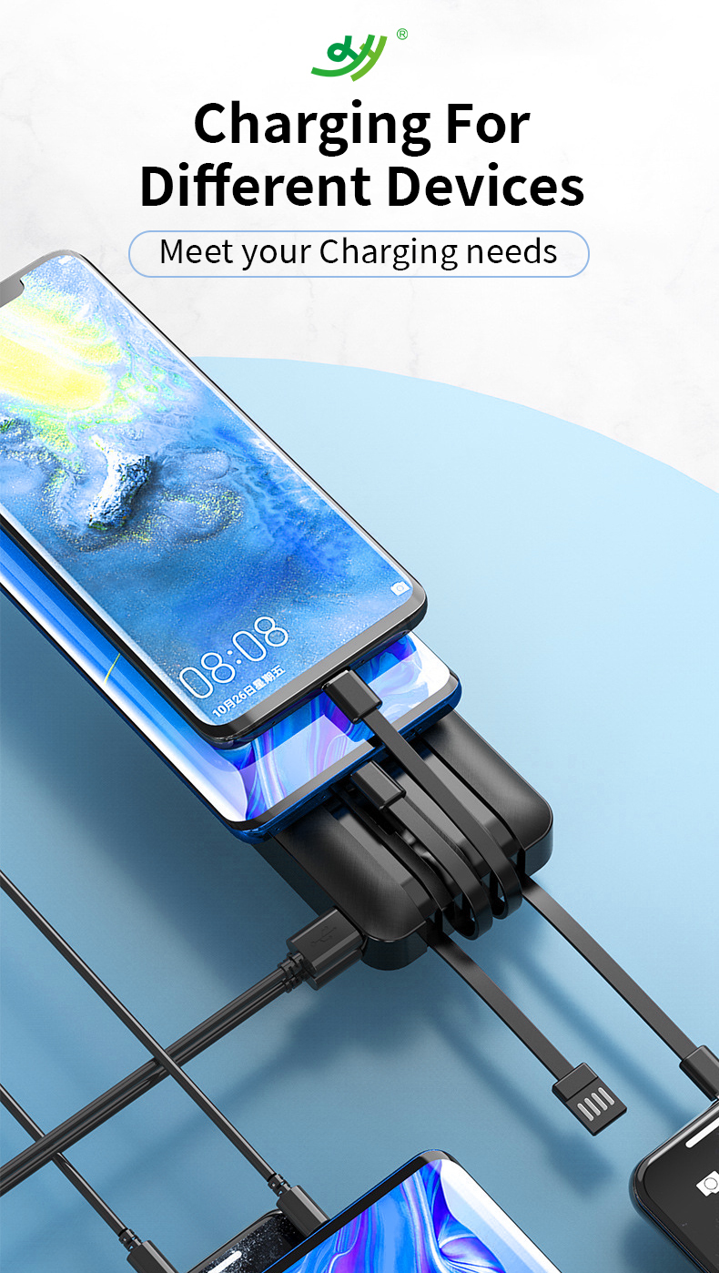 CHICIRIS Mini Power Bank 2000mAh Portachiavi Con Cavo USB-C Retrattile E Ricarica Wireless Per Orologi, Compatto E Leggero - 2