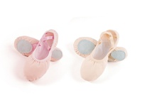 Chaussons de danse en toile rose chair entièrement extensibles pour femme, semelle fendue, idéaux pour le ballet et le yoga