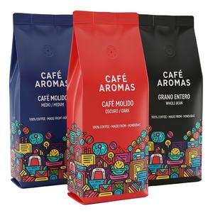 Sacs d'emballage en aluminium pour grains de café avec valve, impression personnalisée, vente en gros, avec soufflet latéral - Product Image 1