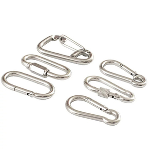 Kait jepret Carabiner Stainless Steel, kait jepret bentuk labu bahan baja tahan karat padat