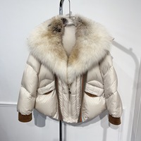 Vente en gros de manteau de luxe tricoté avec col en fourrure Veste en duvet moelleuse de haute qualité à la mode pour l'automne et l'hiver avec bordure en fourrure de renard
