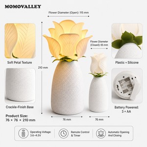 Lampe de table décorative en forme de <span class=keywords><strong>rose</strong></span>, couleur au choix, à piles, pour les acheteurs de fournitures de vente au détail pour les magasins de style de vie - Product Image 2
