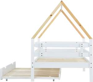 <span class=keywords><strong>Cama</strong></span> individual y <span class=keywords><strong>nido</strong></span> para niños 180X200 cm Expandible con base de listones de ruedas Diseño de casa del árbol con protección contra caídas - Product Image 3