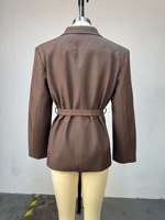 Blazer tendance automne-hiver pour femme, col en V, manches longues, veste à revers à lacets, décontractée, ample, vêtements d'extérieur, blazers de bureau pour femme