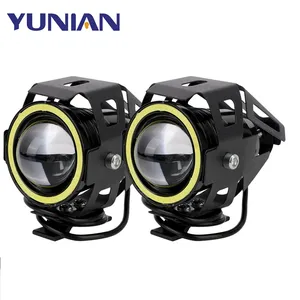 Super Bright 125W LED Motorcycle Angel Eyes Motorbike LED Auxiliary Lamp U7 Headlamp Spotlights Motorcycle Headlights