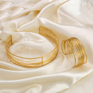 Stainless Steel Geometric Choker And <b>Bracelet</b> <b>Set</b> 18K Gold Plated U Shape Party Jewelry For Women - Product Image 1