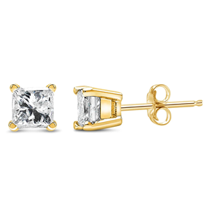 Boucles d'oreilles clous en moissanite taille princesse en argent 925, design unique et élégant pour les soirées, les événements et le style quotidien - Product Image 1