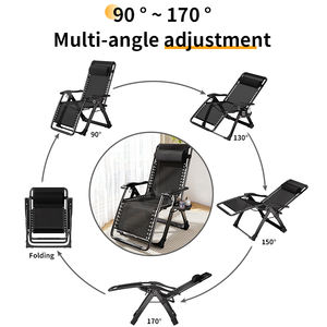 เก้าอี้เลานจ์ชายหาดแบบพับได้เก้าอี้ตั้งแคมป์แบบพกพาปรับเอนได้เก้าอี้กลางแจ้งไร้แรงโน้มถ่วง - Product Image 5