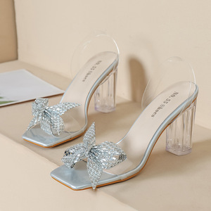 S0169Y Sandales à bout ouvert à la mode Forage sexy S'inclinant Talon en cristal transparent Tempérament à talons hauts - Product Image 6