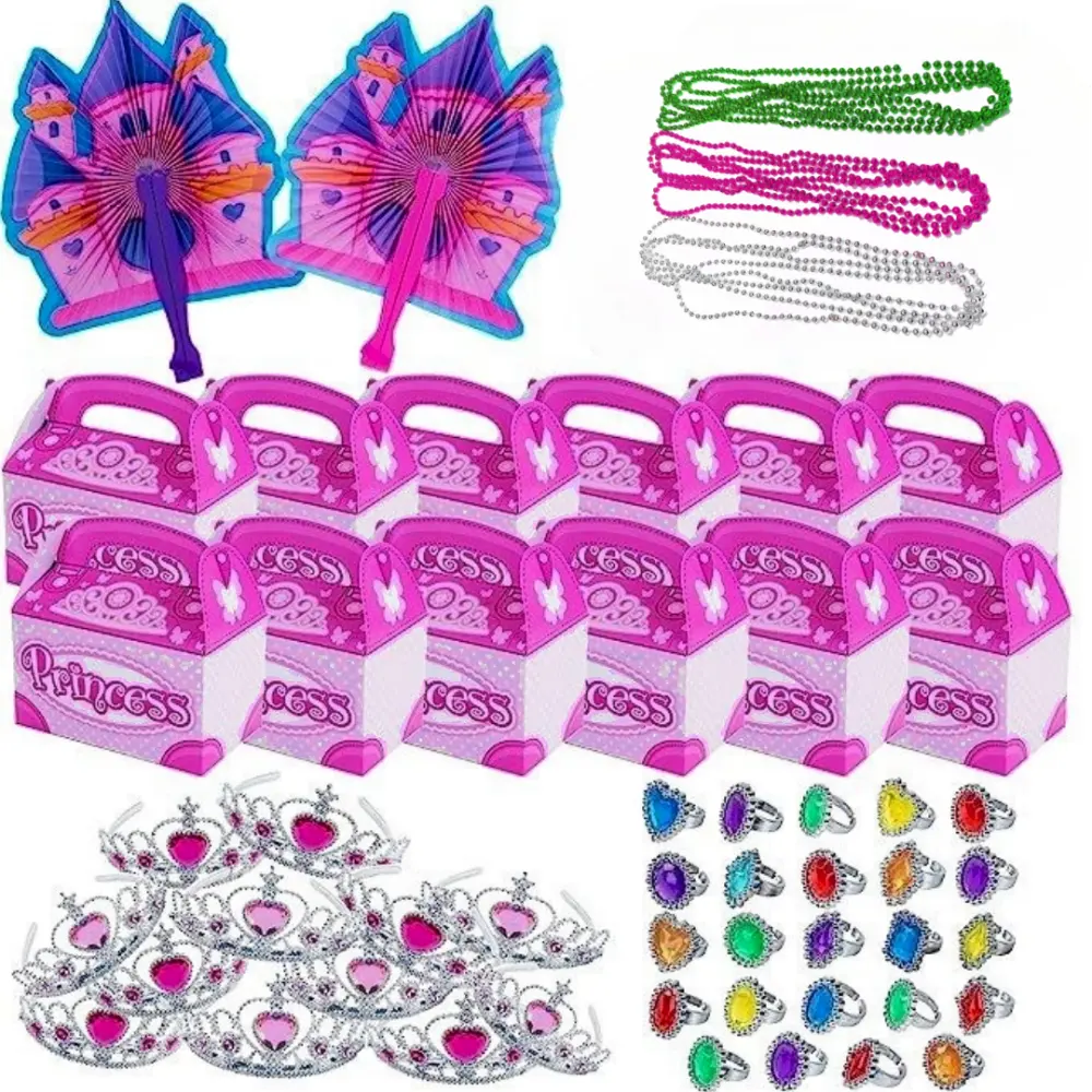 Pafu Fontes Do Partido Princesa Pretend Jóias Brinquedos para a Menina Inclui 12 Princesa Coroas e Tiaras, Anéis, colares, Goodie Bolsas