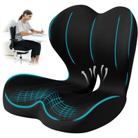 Coussin de siège ergonomique avec soutien lombaire en mousse à mémoire de forme, amovible et lavable, forme oblongue pour chaises de bureau, sièges de voiture, fauteuils roulants