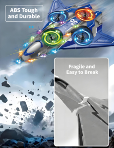 Avion télécommandé DWI Dowellin pour enfants, <span class=keywords><strong>hélicoptère</strong></span> télécommandé, avion de combat jouet avec lumière LED, vol stationnaire automatique, 360° ° Flip - Product Image 6