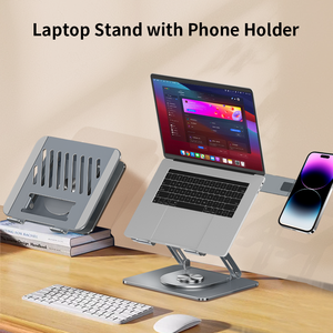 Penyangga <span class=keywords><strong>Laptop</strong></span> Ergonomis 360 Derajat Berputar, Kokoh, dan Dapat Disesuaikan dengan Penyangga Ponsel, Tahun 2025 - Product Image 2